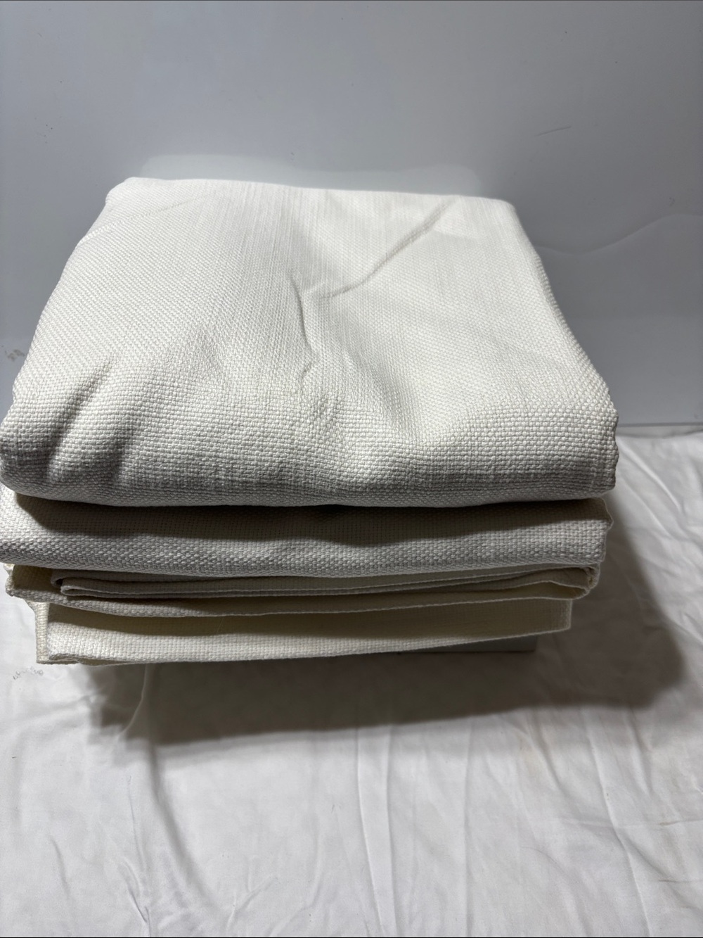 Pottery Barn Seaton textured Cotton Lined Drapes in Off-White/CreamX2. EUC